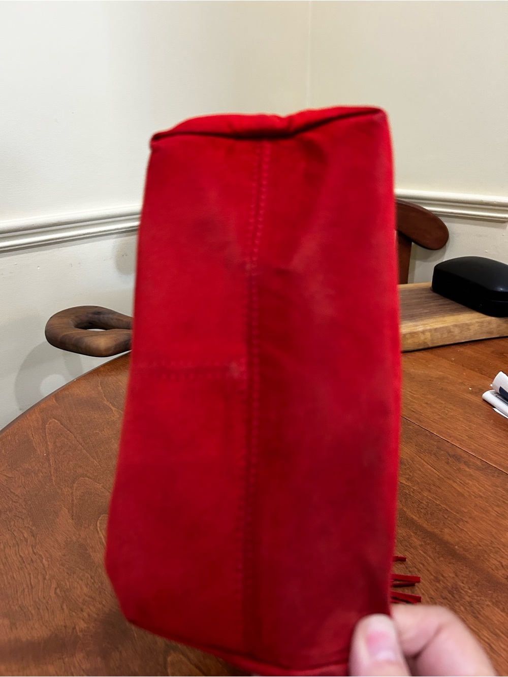 Vintage Red Suede leather purse by Danier - Picture 5 of 11